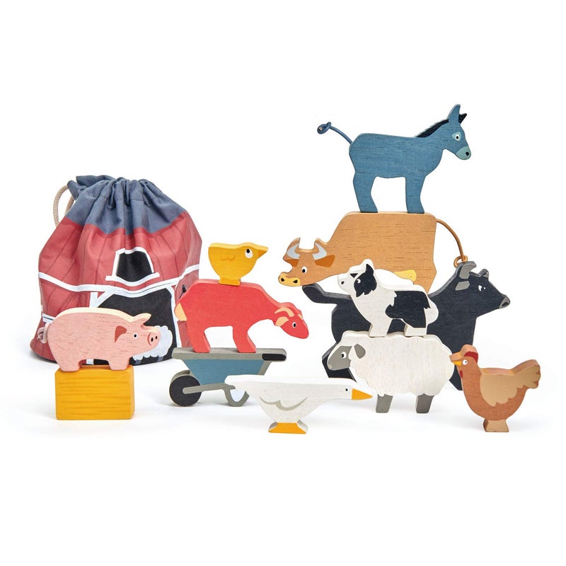Tender Leaf Toys - Stacking Farmyard Set for Kids - Animal Set for Encouraging Logical Thinking, Inspire Imaginative and Pretend Play - Image 1